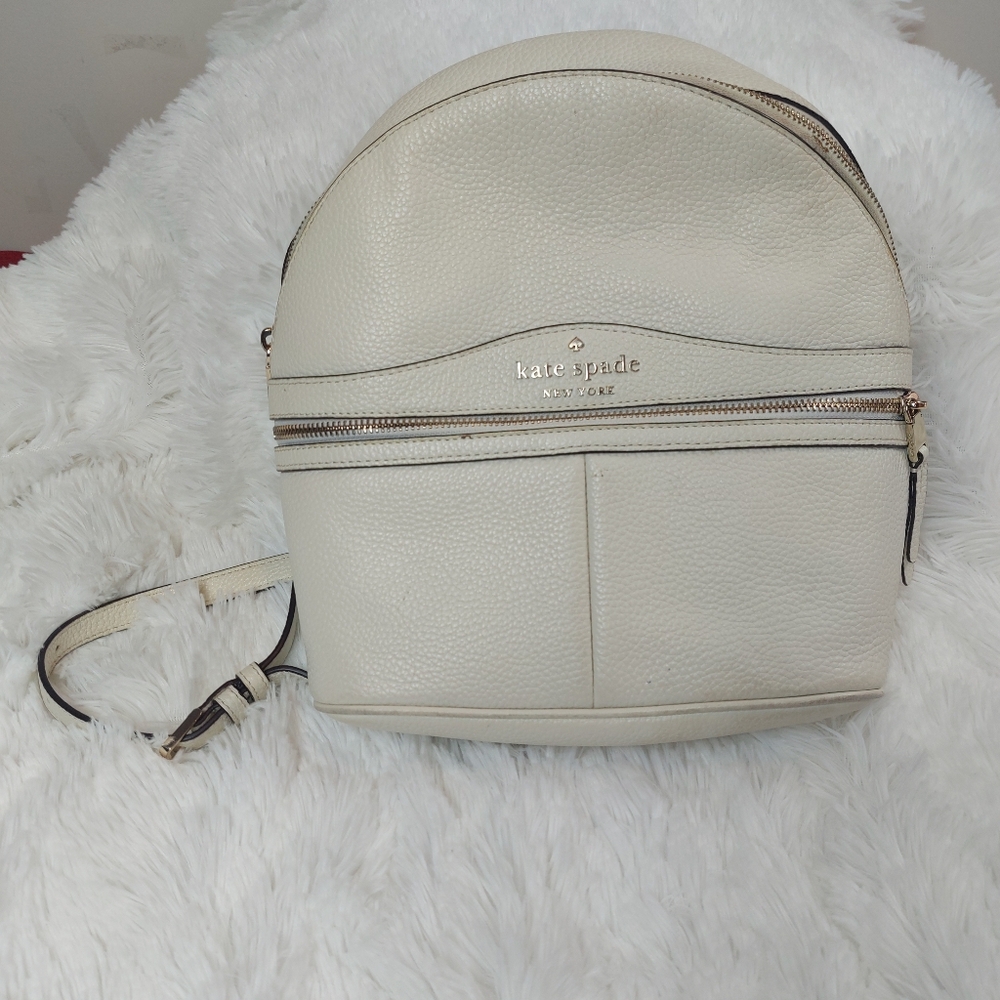 KATE SPADE: Karina Medium Leather Backpack - Ivory